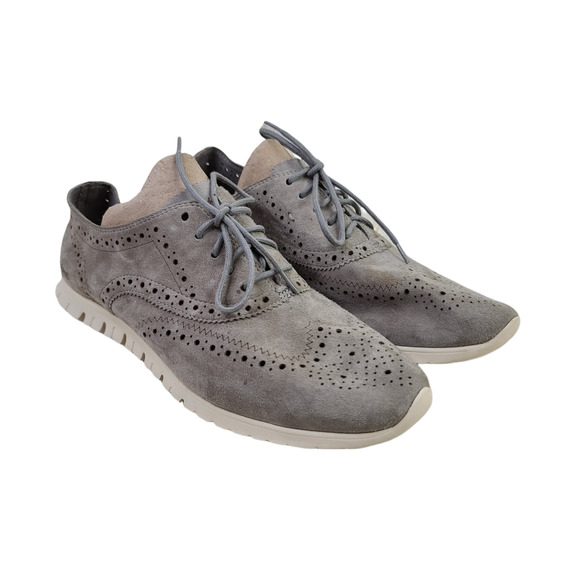 Gray Suede Women's Brogues - Picture 1 of 7
